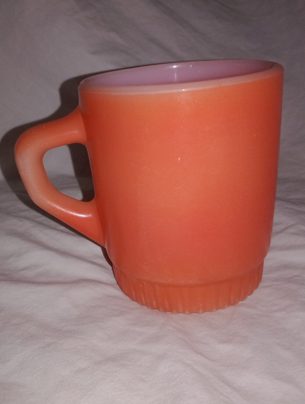 Vintage Fire King Stackable Glass Coffee Mug Cup Peach Color MCM Retro